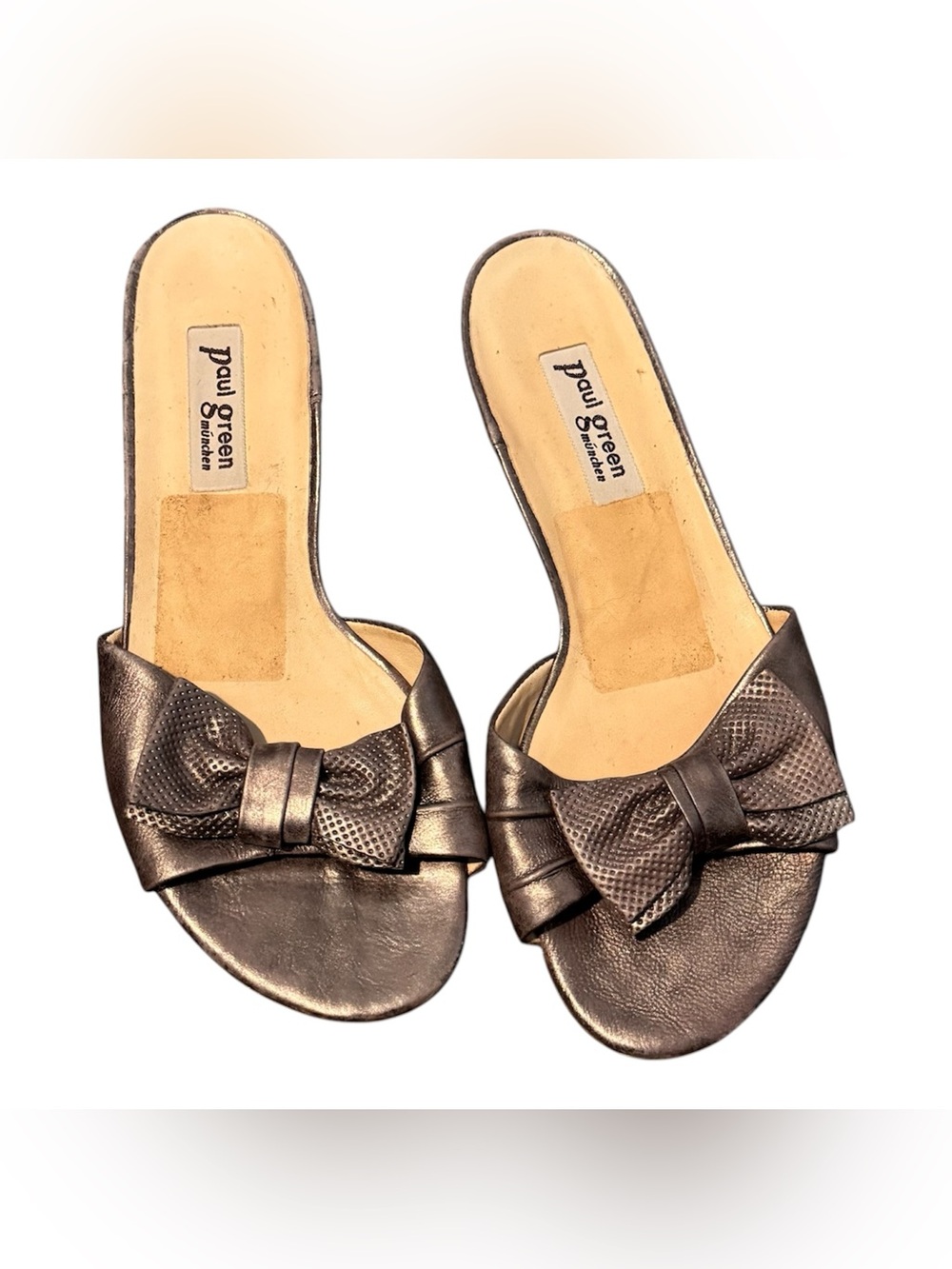 paul green Bronze Bow Slip on Sandals